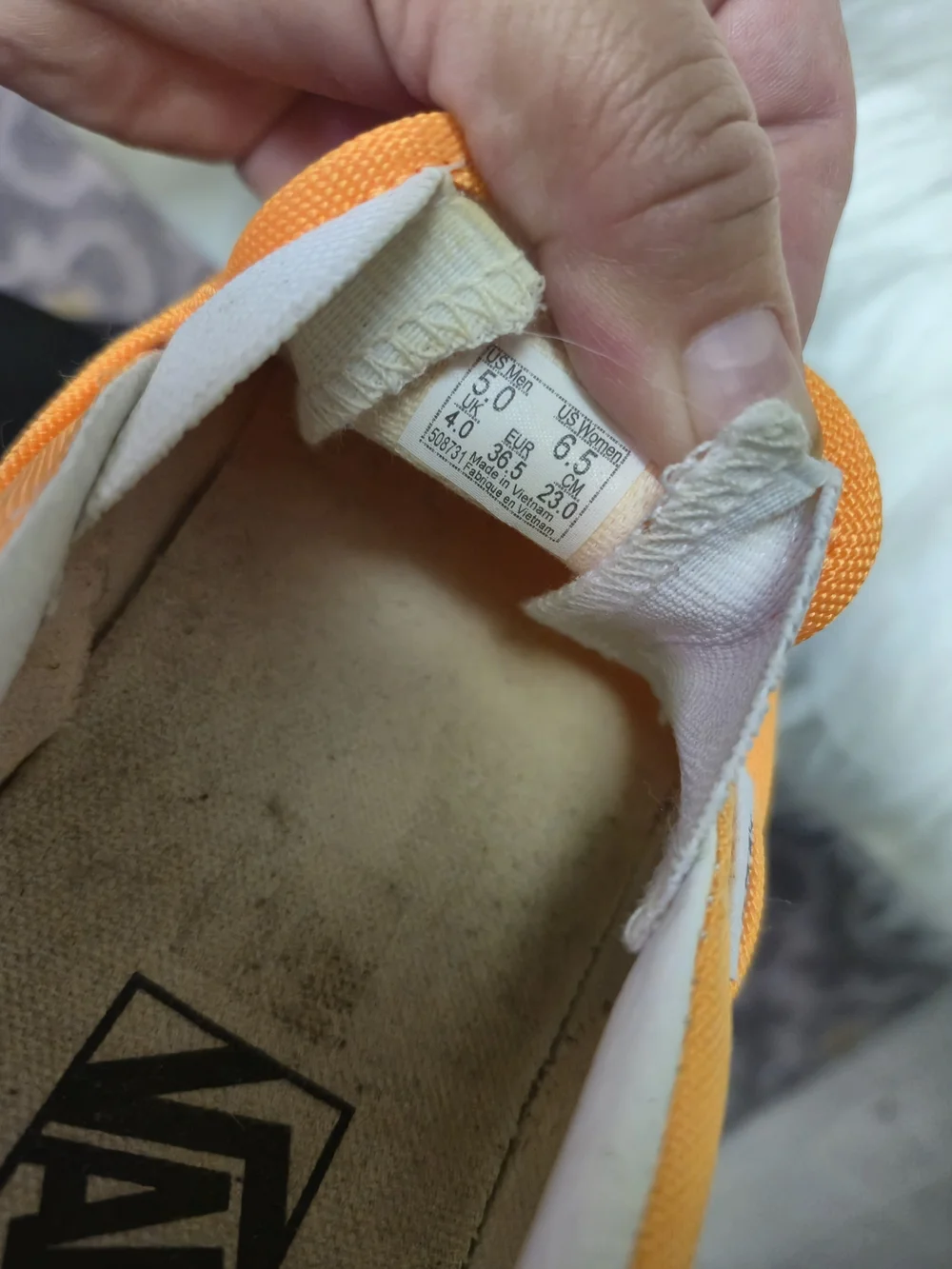 Vans Orange Canvas Slip-On Loafers